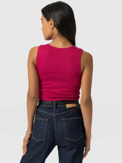 Best Saint and Sofia Axel Cut Out Vest - Fuchsia Pink