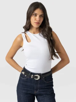 Fashion Saint and Sofia Axel Cut Out Vest - White