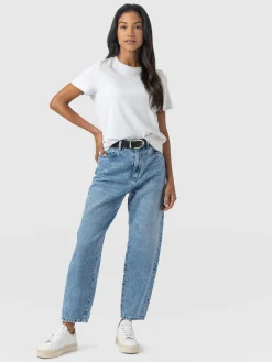 Sale Saint and Sofia Barrel Leg Jean - Mid Blue