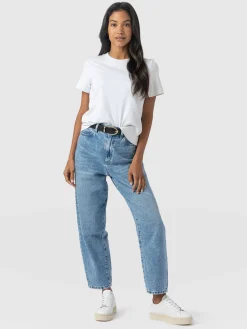 Sale Saint and Sofia Barrel Leg Jean - Mid Blue