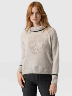 Fashion Saint and Sofia Blake Cashmere Skull Sweater - Cream