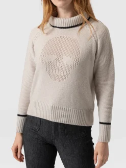 Fashion Saint and Sofia Blake Cashmere Skull Sweater - Cream