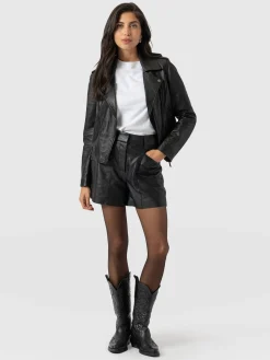 New Saint and Sofia Bonham Leather Short - Black