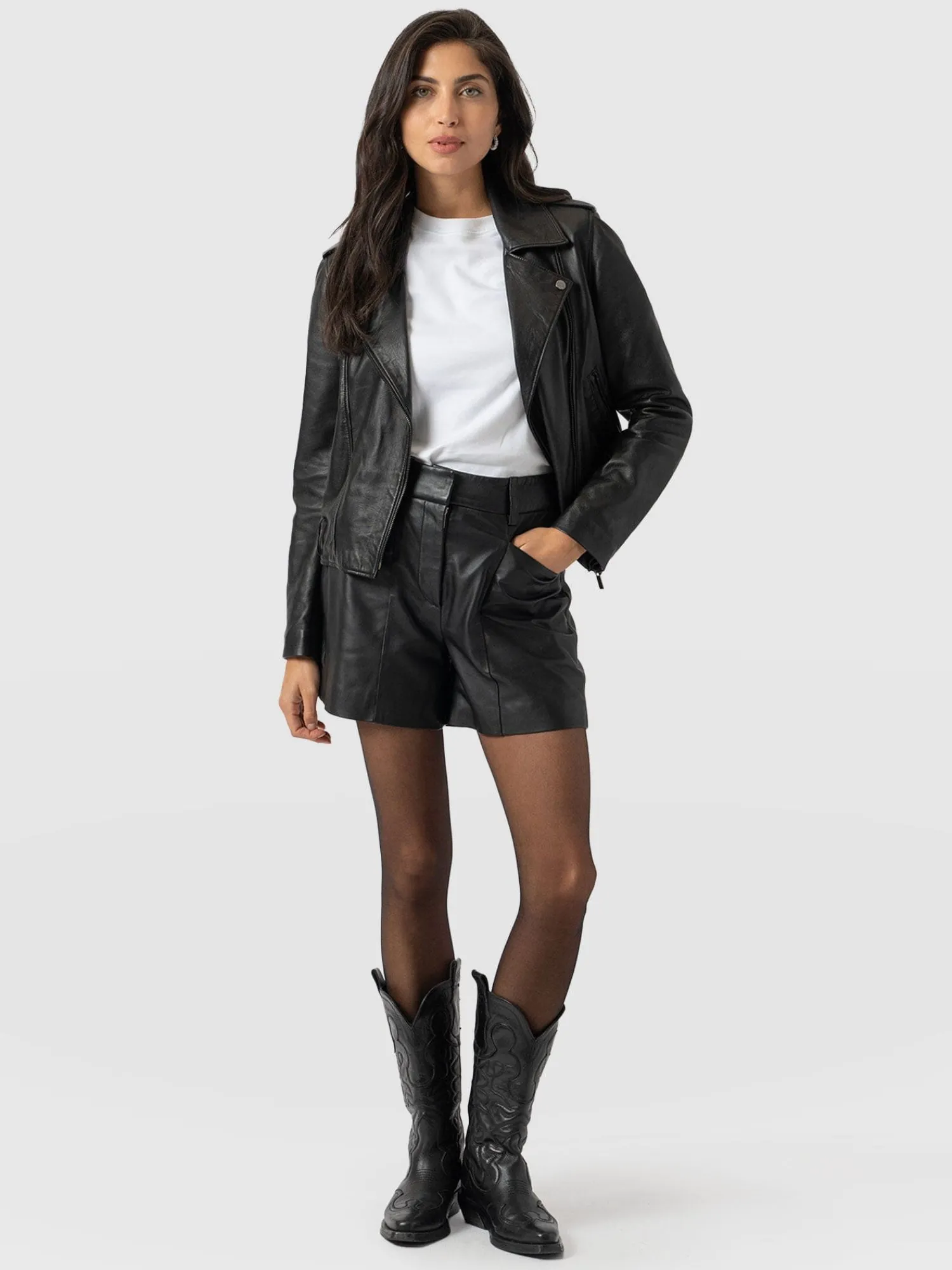 New Saint and Sofia Bonham Leather Short - Black