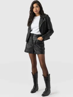 New Saint and Sofia Bonham Leather Short - Black