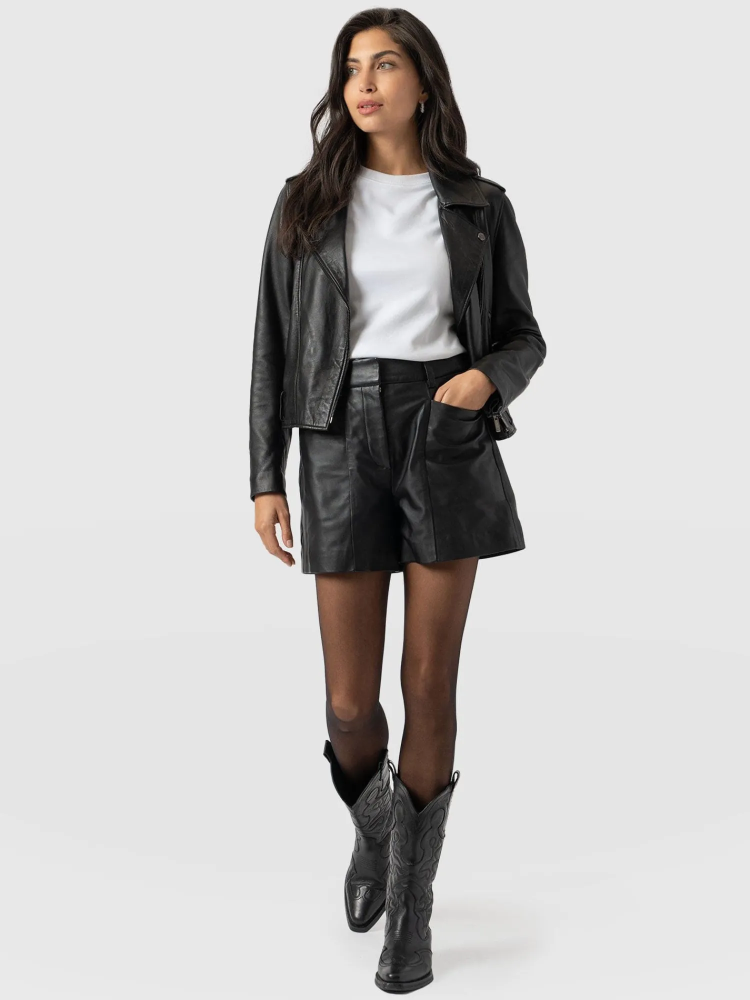 New Saint and Sofia Bonham Leather Short - Black