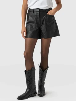New Saint and Sofia Bonham Leather Short - Black