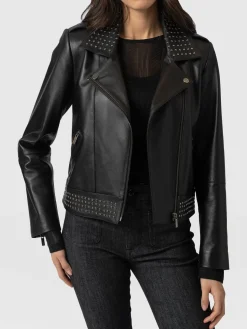 Fashion Saint and Sofia Bonham Studded Biker Jacket - Black