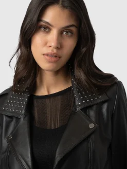 Fashion Saint and Sofia Bonham Studded Biker Jacket - Black