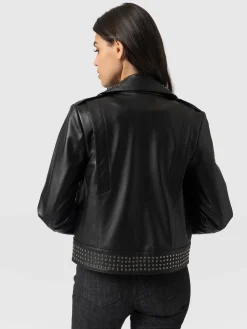 Fashion Saint and Sofia Bonham Studded Biker Jacket - Black