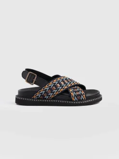 Outlet Saint and Sofia Bonnie Cross Over Sandals - Blue/Brown