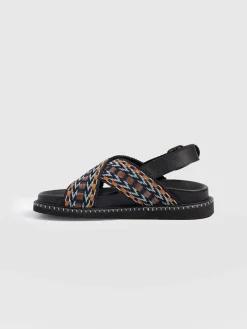 Outlet Saint and Sofia Bonnie Cross Over Sandals - Blue/Brown