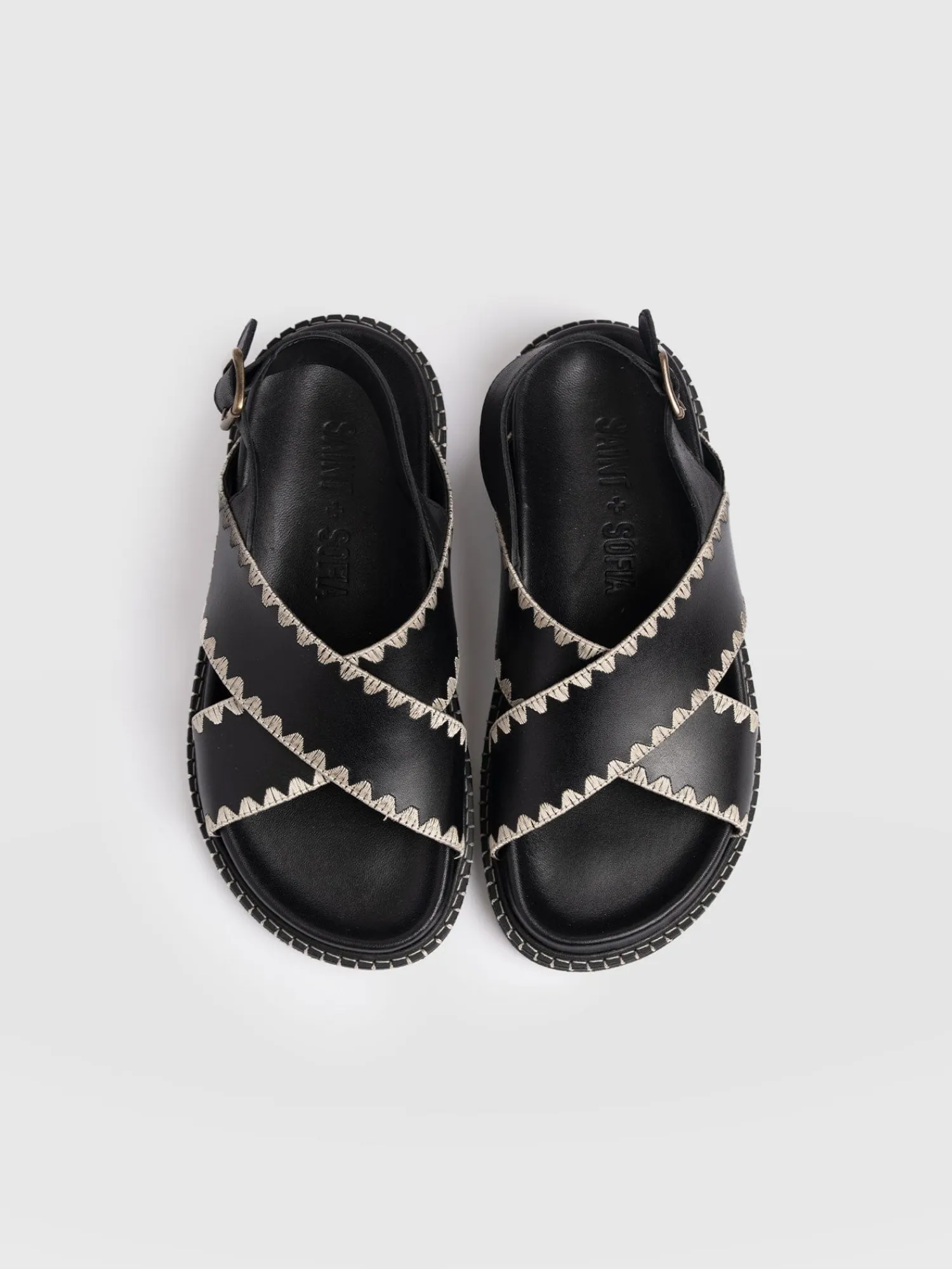 Online Saint and Sofia Bonnie Cross Over Sandals - Black