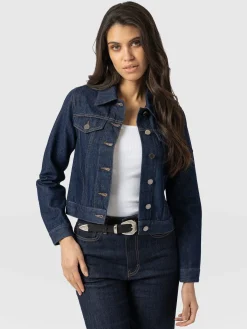 Discount Saint and Sofia Bowie Denim Jacket - Indigo Blue