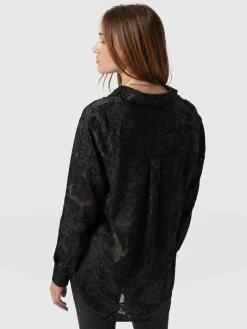 New Saint and Sofia Boyfriend Shirt - Black & Gold Floral Burnout