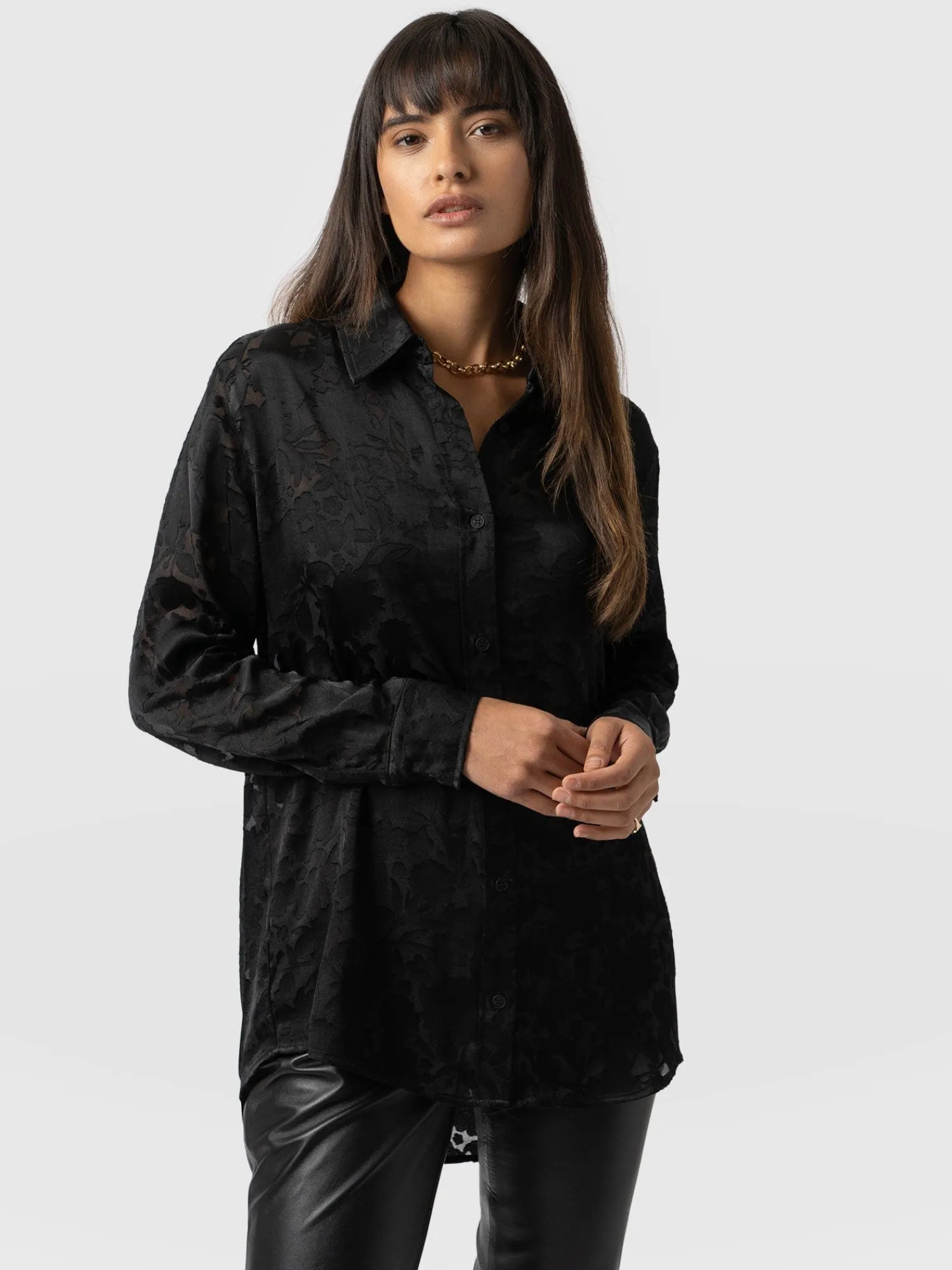 Fashion Saint and Sofia Boyfriend Shirt - Black Burnout