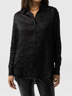 Fashion Saint and Sofia Boyfriend Shirt - Black Burnout