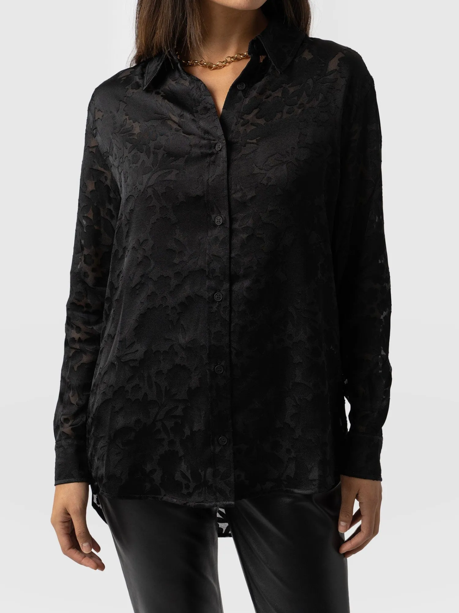 Fashion Saint and Sofia Boyfriend Shirt - Black Burnout