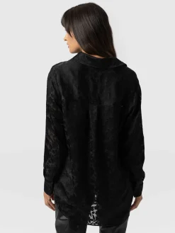 Fashion Saint and Sofia Boyfriend Shirt - Black Burnout