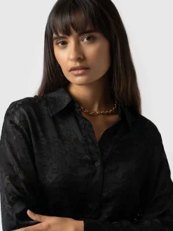 Fashion Saint and Sofia Boyfriend Shirt - Black Burnout