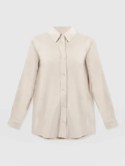 Clearance Saint and Sofia Boyfriend Shirt - Oatmeal Linen