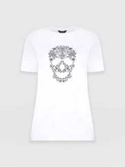 Discount Saint and Sofia Boyfriend Tee - White Skull