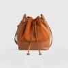 Fashion Saint and Sofia Brompton Bucket Bag - Brown Suede Pebble