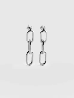 Online Saint and Sofia Cable Chain Drop Earrings - Silver