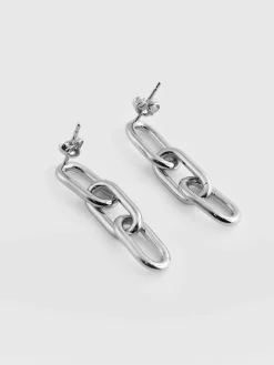 Online Saint and Sofia Cable Chain Drop Earrings - Silver