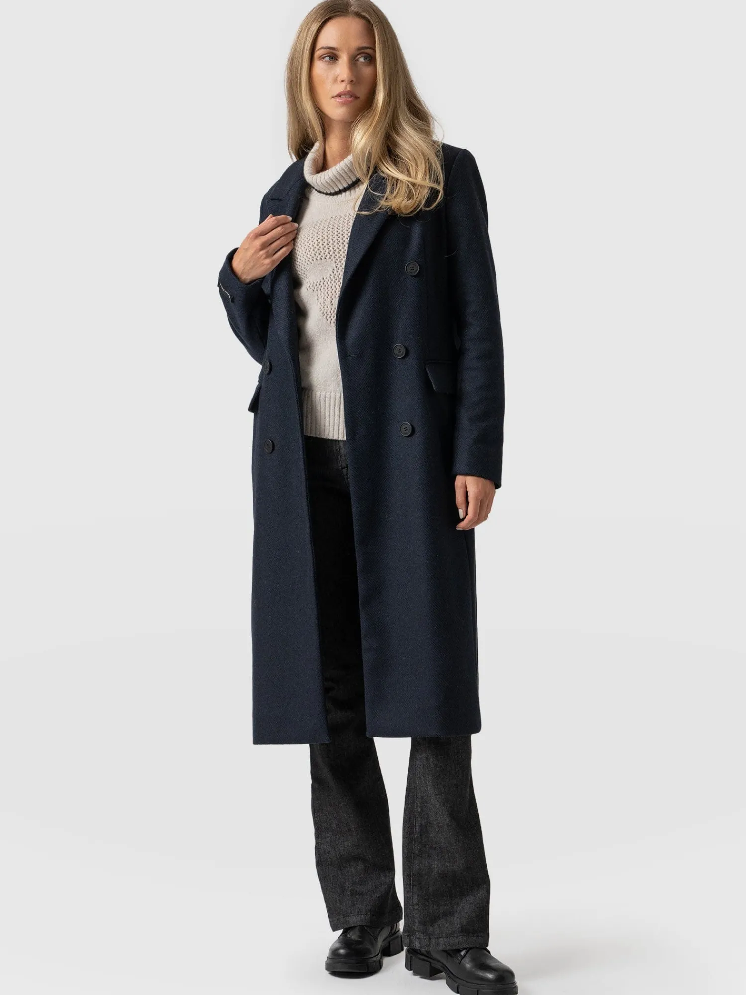 Best Saint and Sofia Cambridge Coat - Navy Chevron