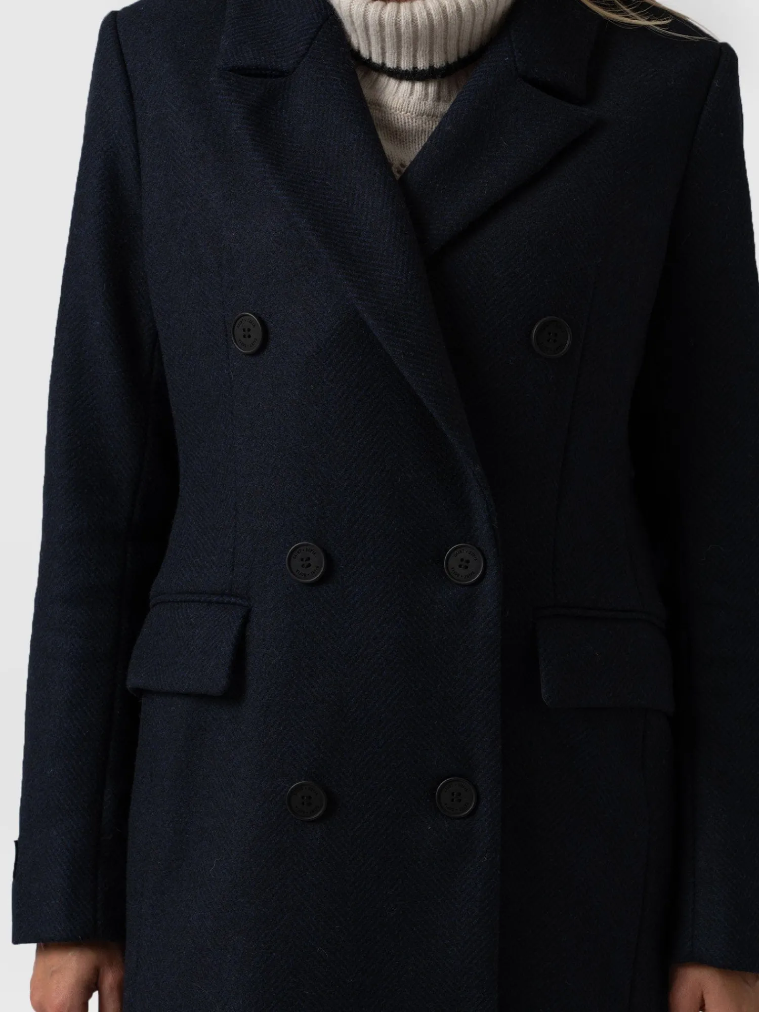Best Saint and Sofia Cambridge Coat - Navy Chevron