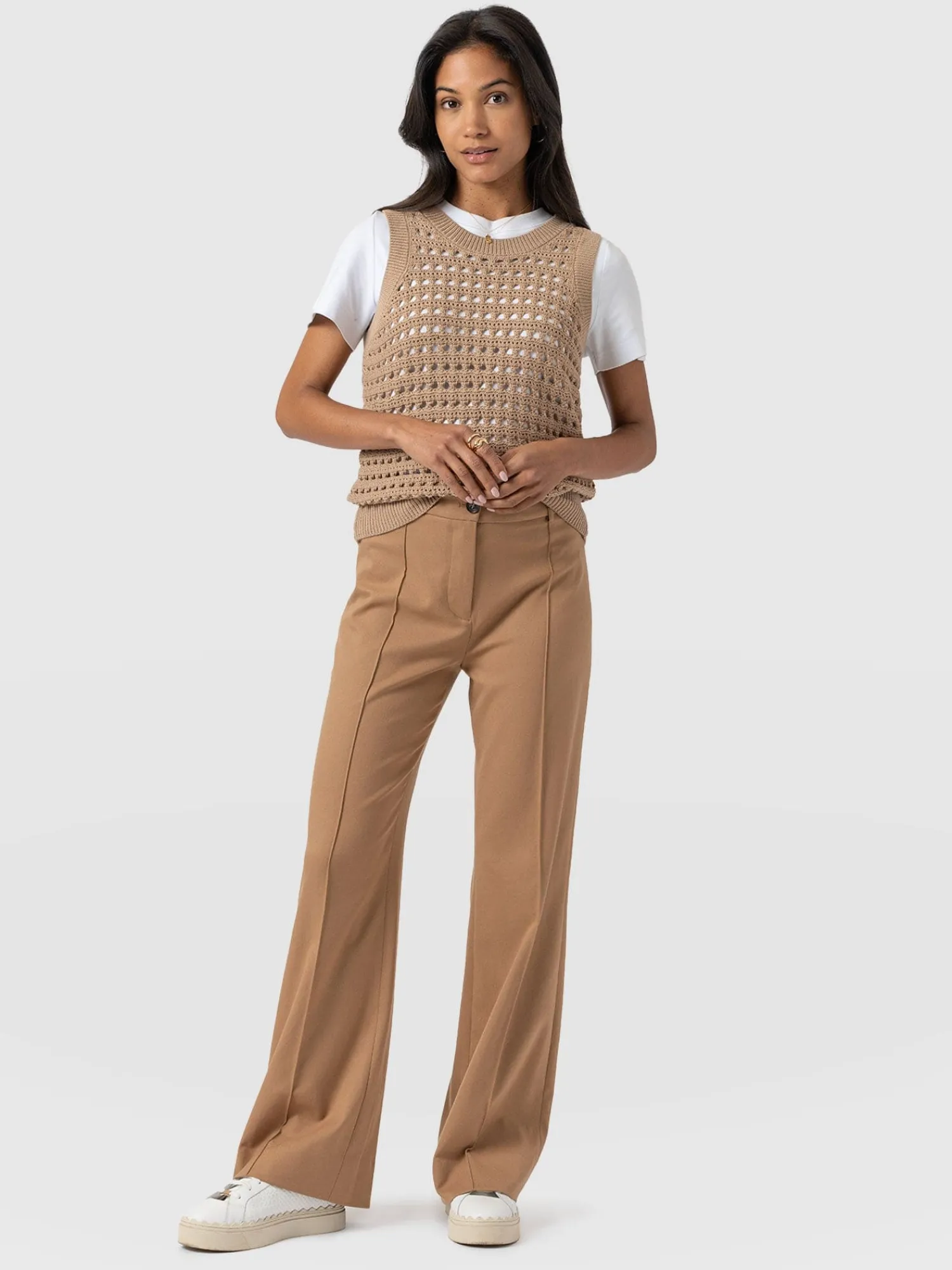 Outlet Saint and Sofia Cambridge Tailored Wide Leg Pant - Camel