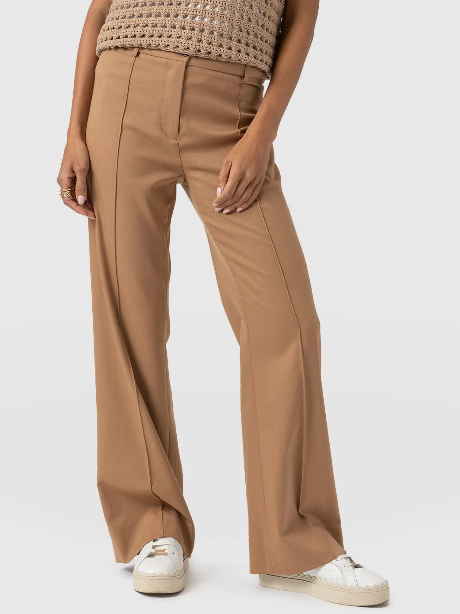 Outlet Saint and Sofia Cambridge Tailored Wide Leg Pant - Camel