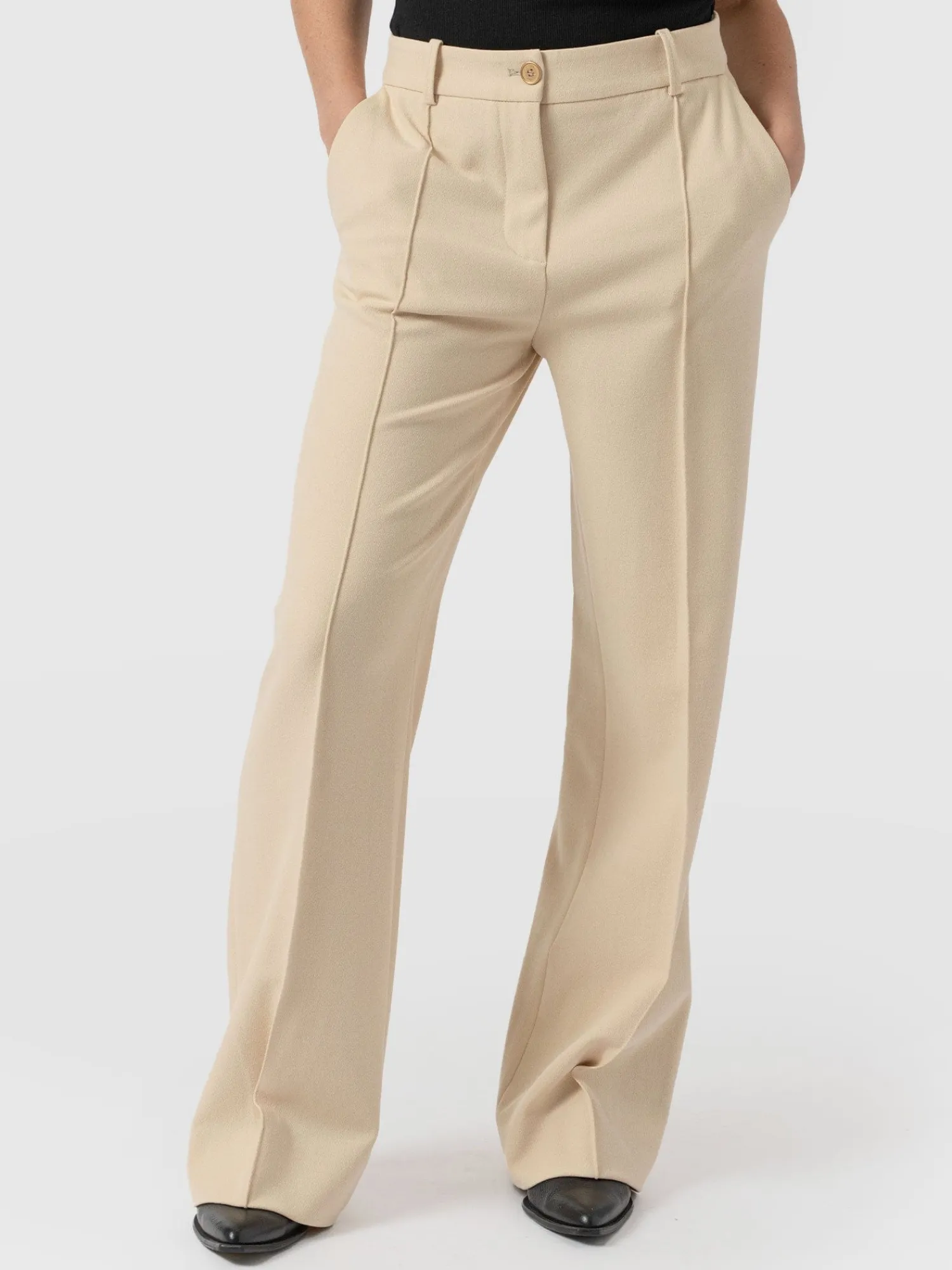 Clearance Saint and Sofia Cambridge Tailored Wide Leg Pant - Beige