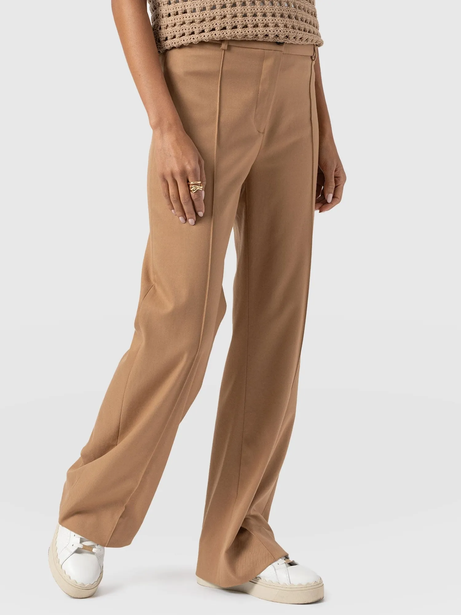 Outlet Saint and Sofia Cambridge Tailored Wide Leg Pant - Camel