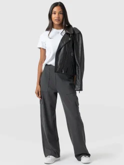 Online Saint and Sofia Cargo Chelsea Wide Leg Pant - Charcoal