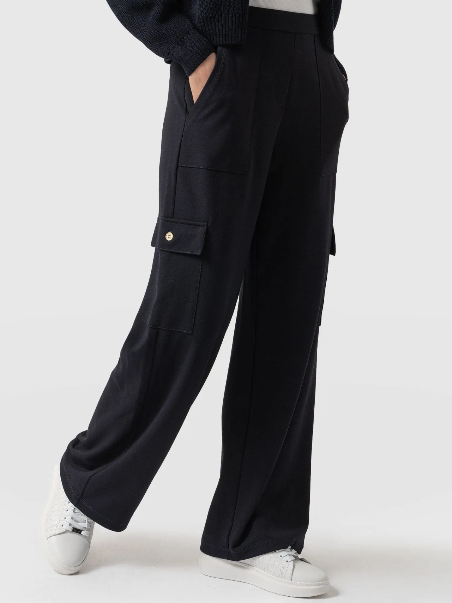Fashion Saint and Sofia Cargo Chelsea Wide Leg Pant - Navy