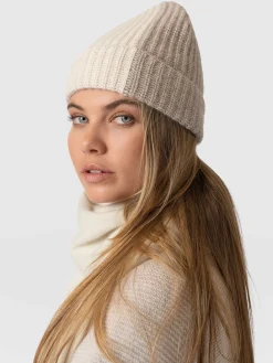 Hot Saint and Sofia Cashmere Beanie - Cream/Beige
