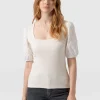 Best Saint and Sofia Cavendish Square Neck Tee - Cream Broderie