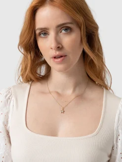 Best Saint and Sofia Cavendish Square Neck Tee - Cream Broderie