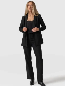 Discount Saint and Sofia Chester Straight Leg Pant - Black Pinstripe