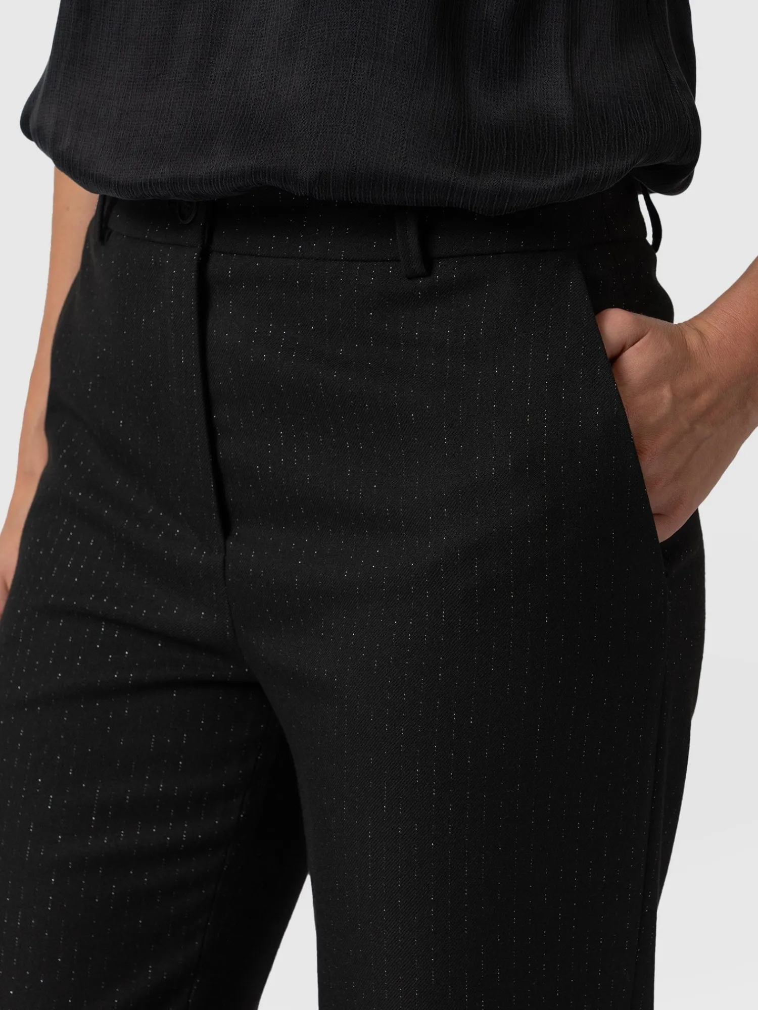 Discount Saint and Sofia Chester Straight Leg Pant - Black Pinstripe