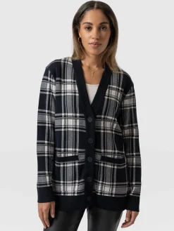 Fashion Saint and Sofia College Cardigan - Navy/ Cream Check