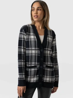 Fashion Saint and Sofia College Cardigan - Navy/ Cream Check
