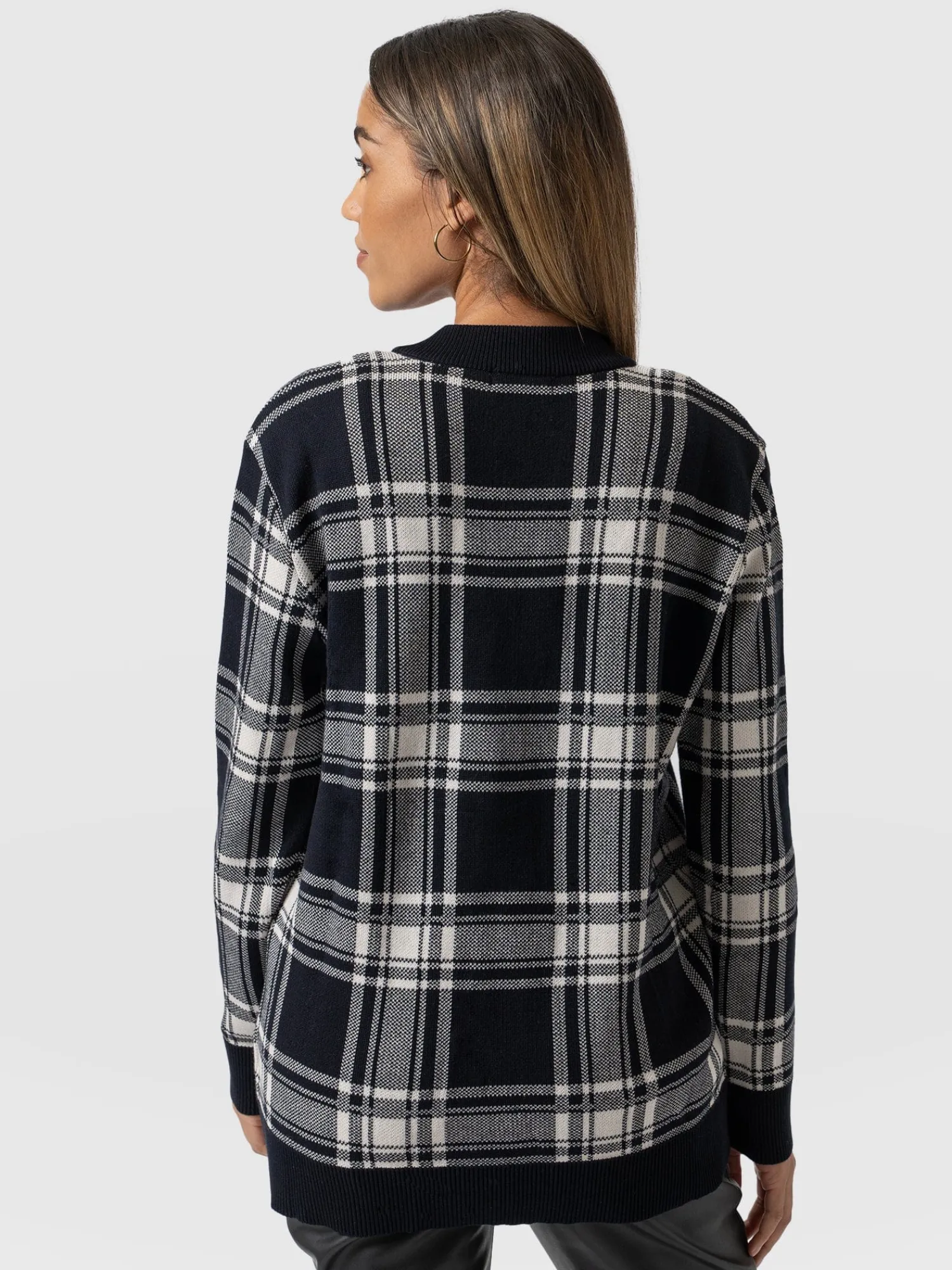 Fashion Saint and Sofia College Cardigan - Navy/ Cream Check