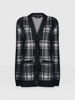 Fashion Saint and Sofia College Cardigan - Navy/ Cream Check