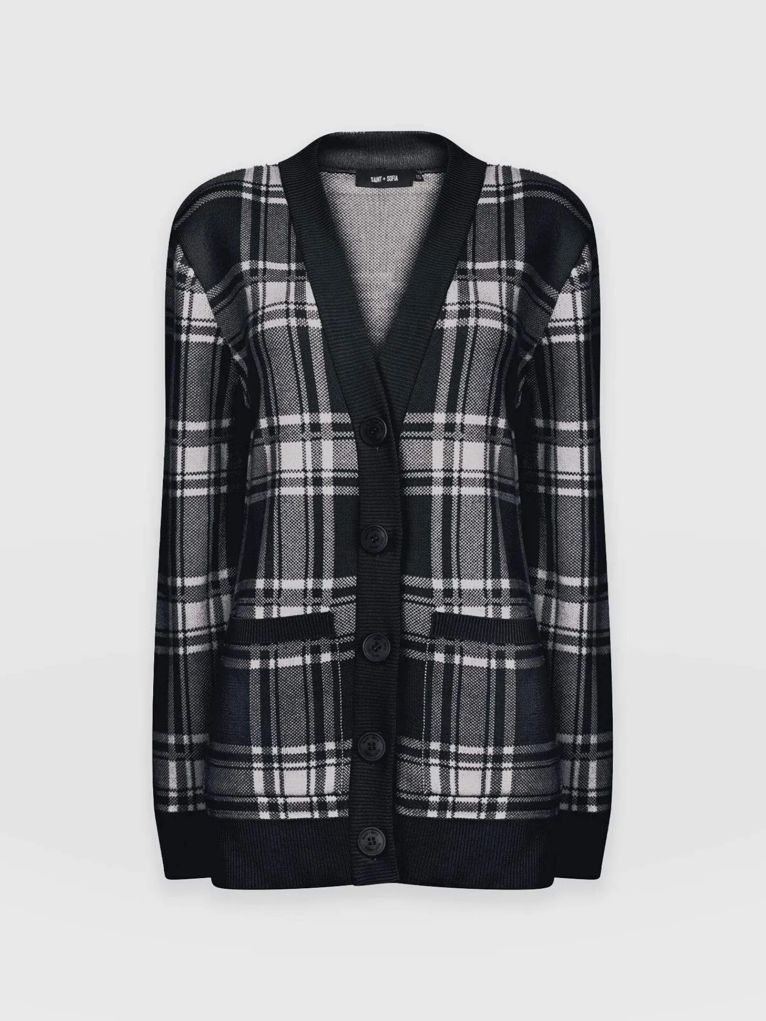 Fashion Saint and Sofia College Cardigan - Navy/ Cream Check