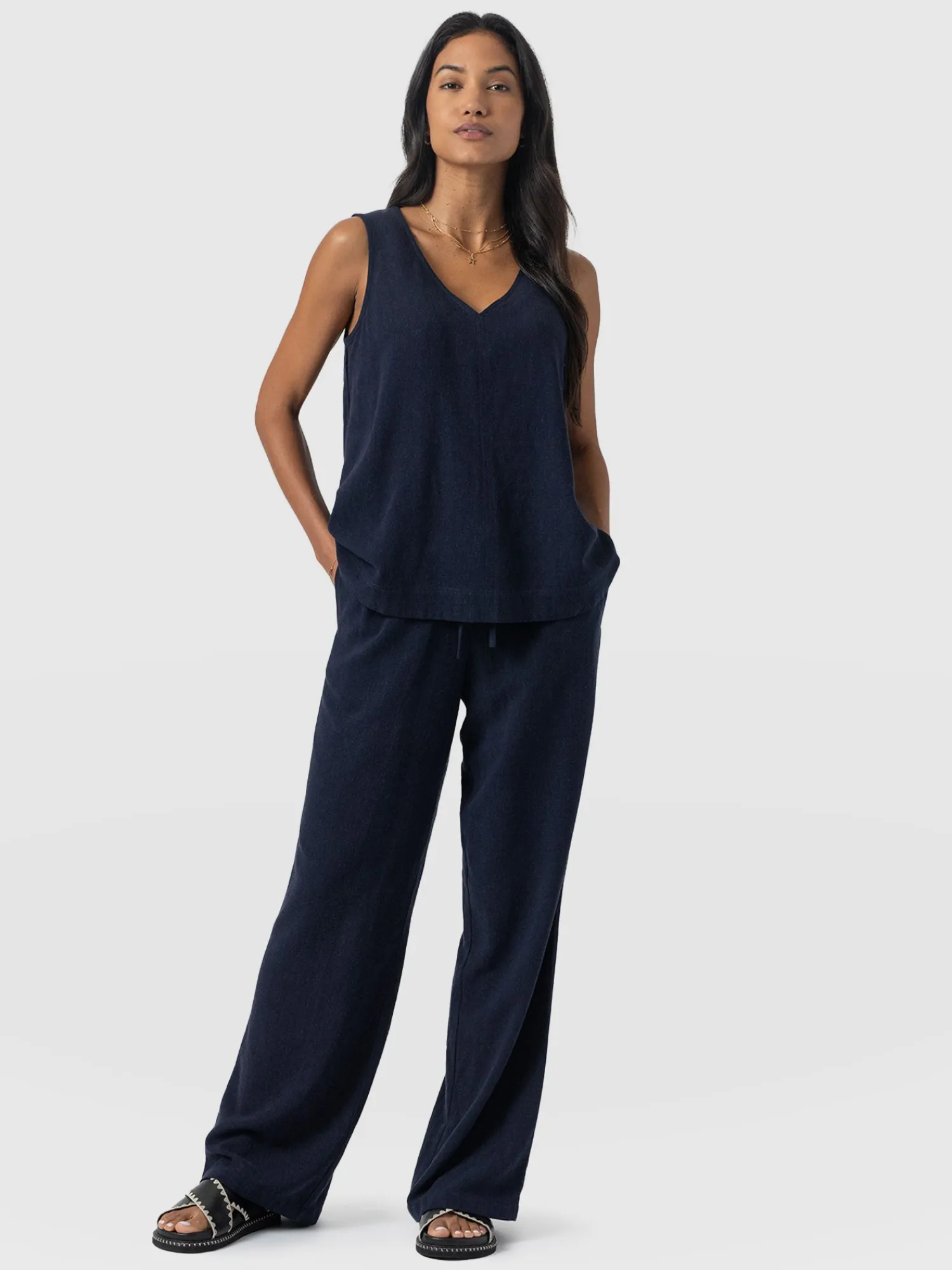 Hot Saint and Sofia Corinne Linen Pant - Navy