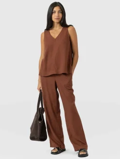 Hot Saint and Sofia Corinne Linen Pant - Russet Brown
