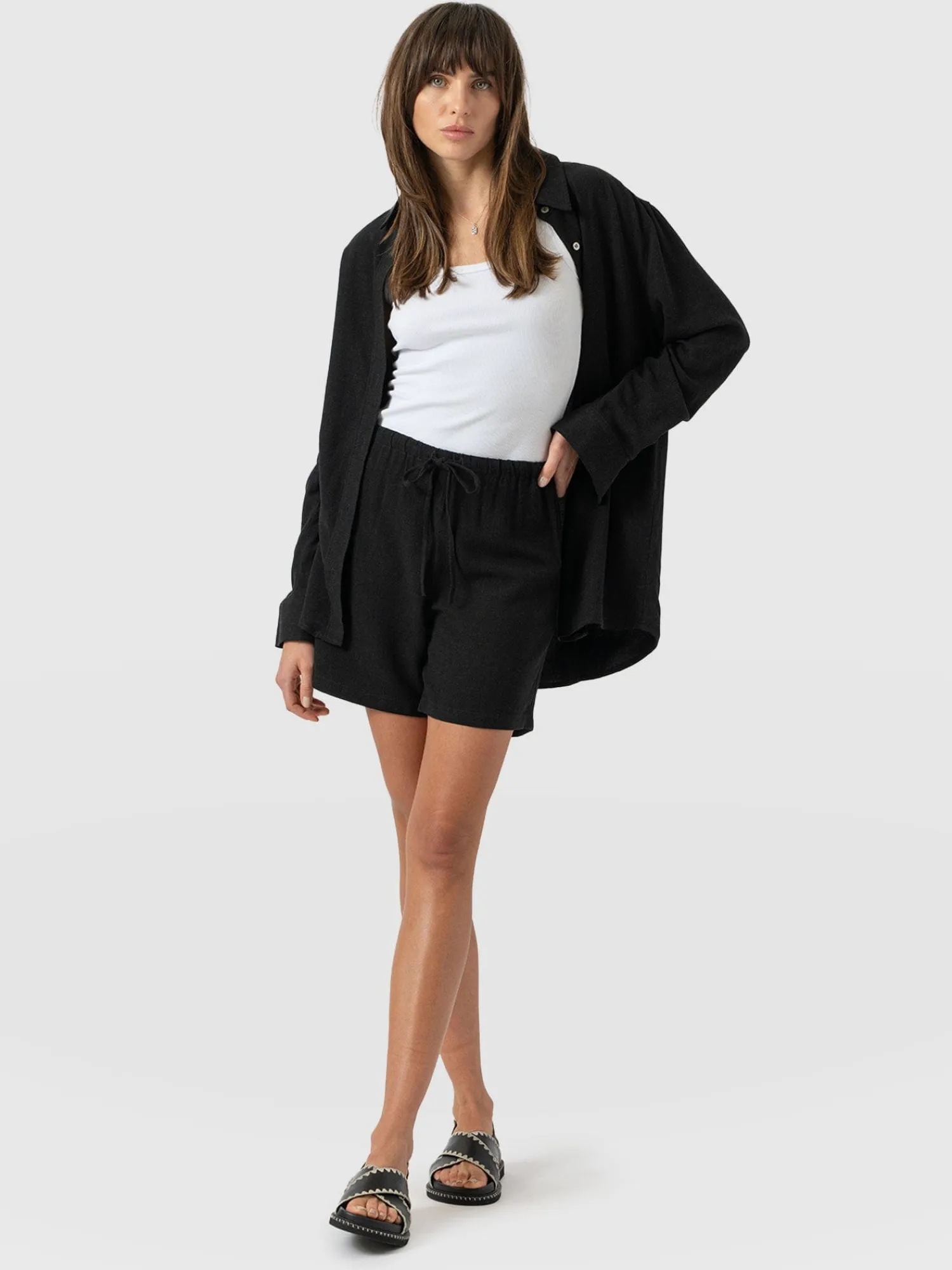 Clearance Saint and Sofia Corinne Linen Short - Black